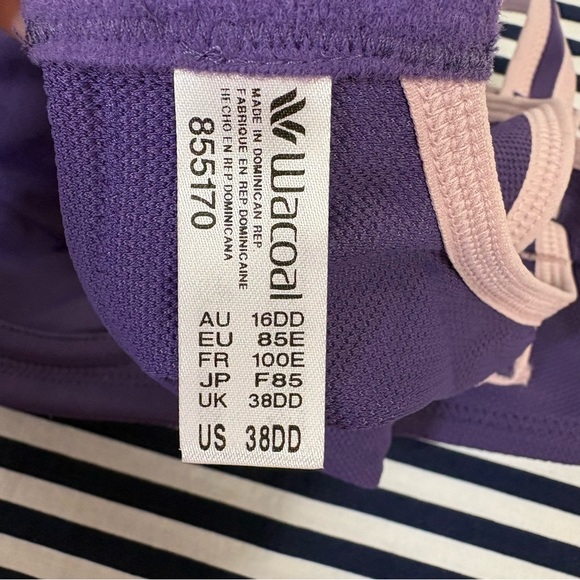 Women's Wacoal Purple Underwire Sports Bra 38DD - Picture 9 of 12